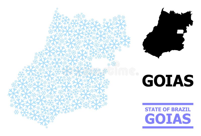 Frost Mosaic Map of Goias State with Snow Flakes stock illustration
