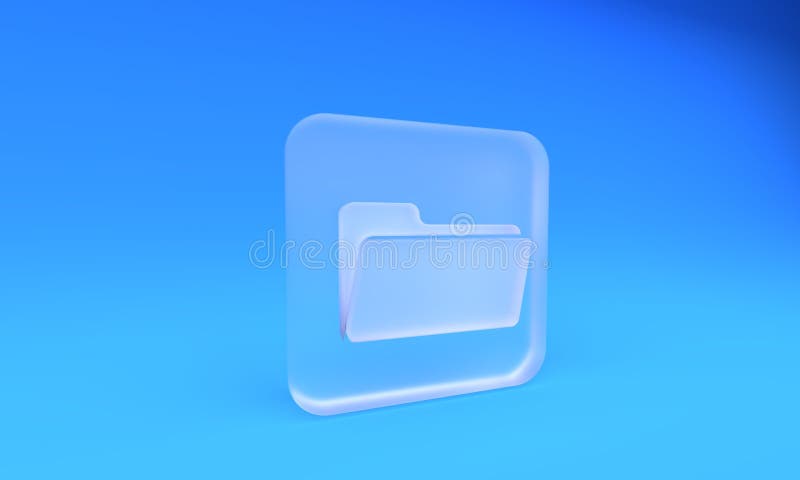 Frosted glass Folder icon isolated on blue background. Square frosted glass button. 3D render illustration vector illustration
