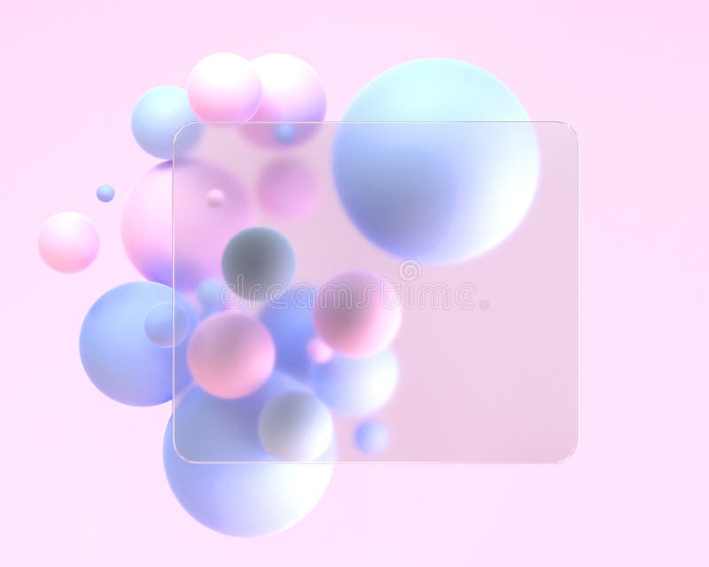 Frosted square glass in glassmorphism style with blur effect 3d render. Blank acrylic matte plate, frame or card on stock illustration