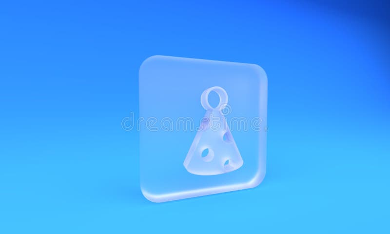 Frostglasparty mit Symbol im blauen Hintergrund. Birthday Hut. Quadratischer Glasknopf 3D rendern vektor abbildung