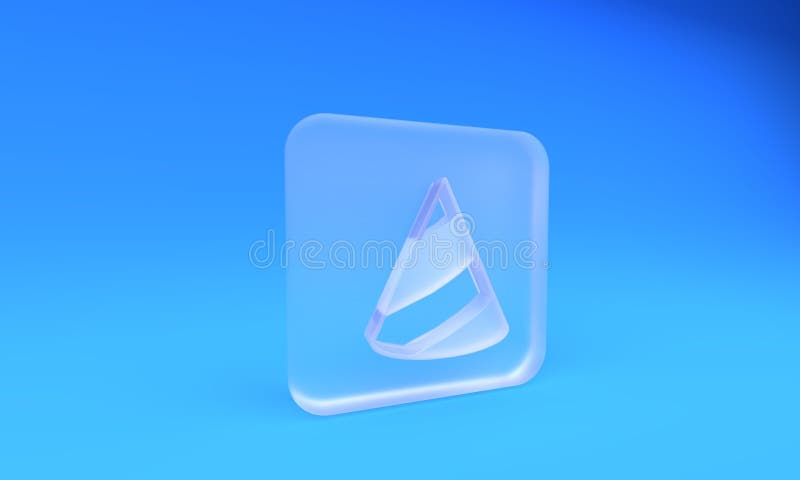 Frostglasparty mit Symbol im blauen Hintergrund. Birthday Hut. Quadratischer Glasknopf 3D rendern lizenzfreie abbildung