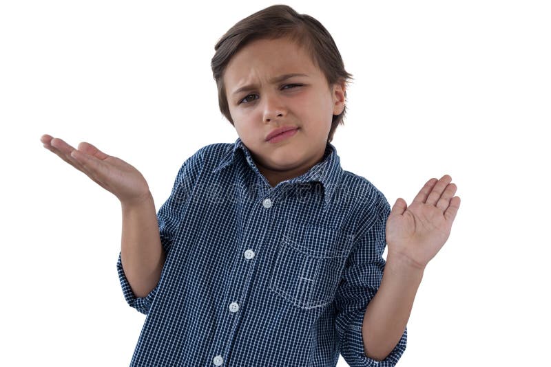 Frowning Boy Shrugging His Shoulders Stock Photo Image of leisure