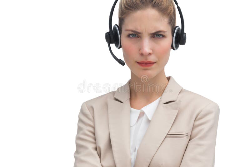 Close Up of Male Call Center Agent with Headset on Stock Photo - Image ...