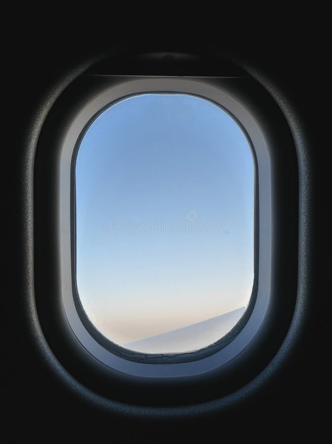 Frozen Airplane Window View From Inside Seeing Blue And