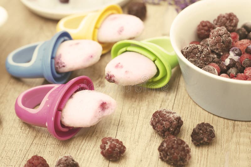 Frozen Berry Popsicles for Babies Stock Photo Image of juicy, infant