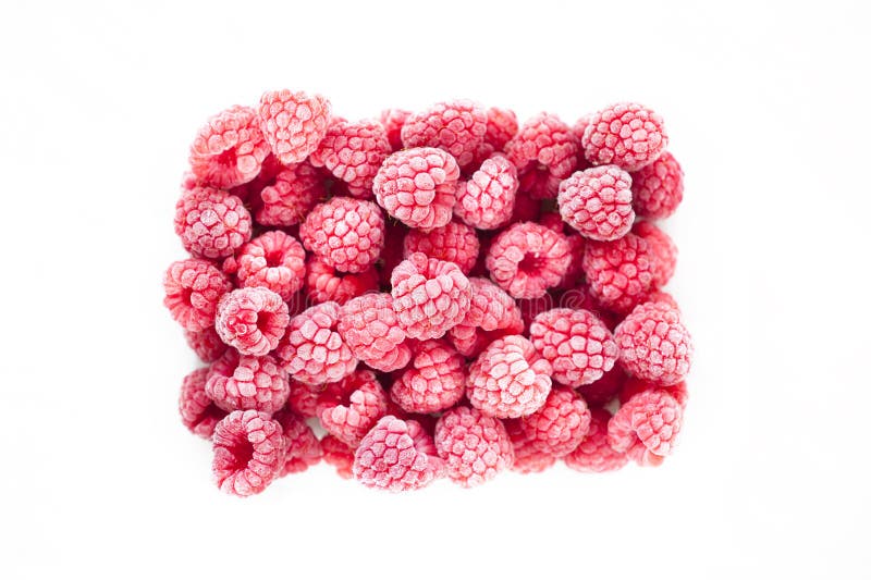 Frozen Block of Red Raspberries Isolated on a White Background Stock ...