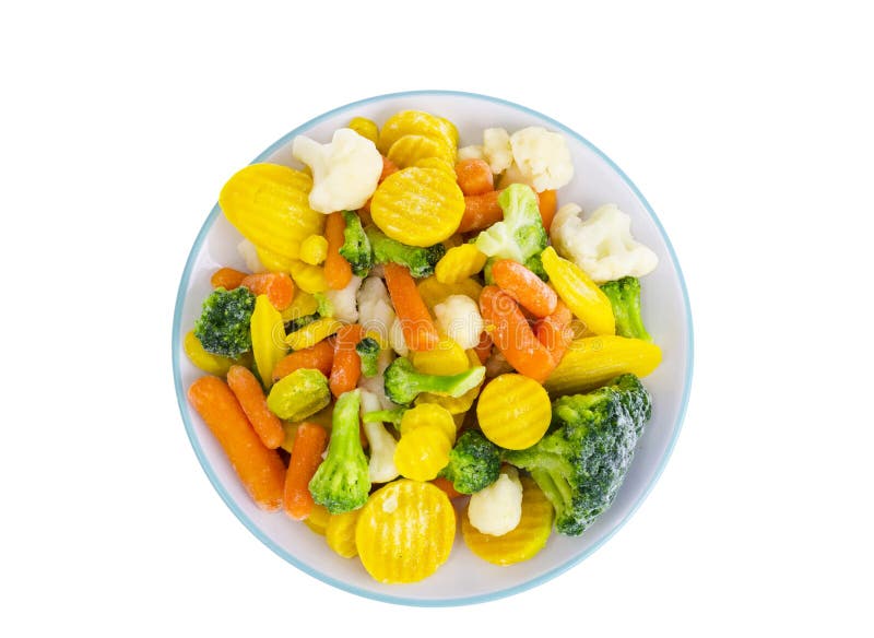 Frozen Broccoli, Cauliflower, Red and Yellow Carrots. Stock Image