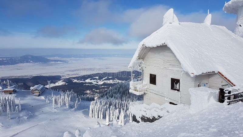 Frozen Chalet in Charpatians Montains