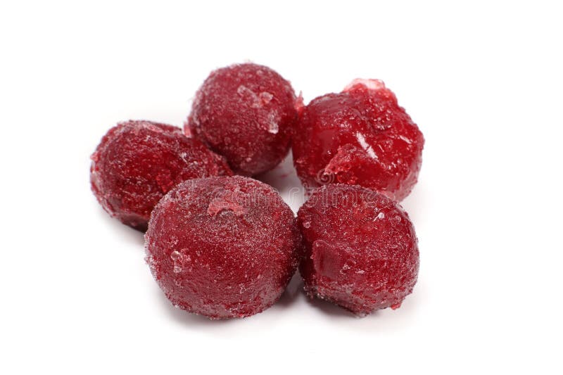 Frozen Cherries Closeup Isolated on White Stock Photo Image of