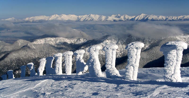 Frozen columns in ski resort Jasna - Slovakia