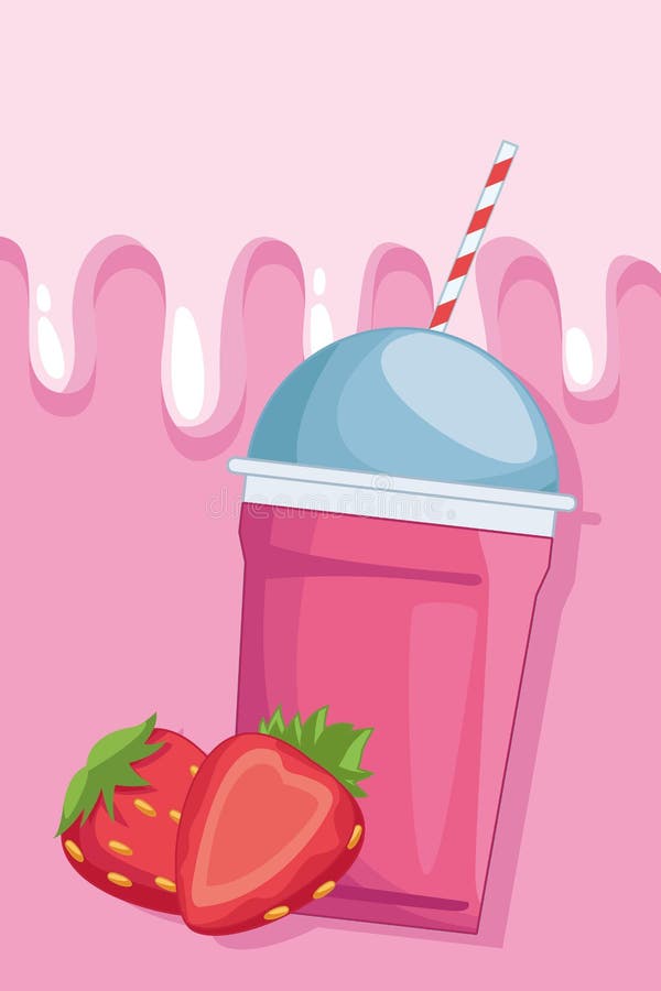 Frozen Drink with Strawberry Stock Vector - Illustration of granita,  strawberry: 146287646