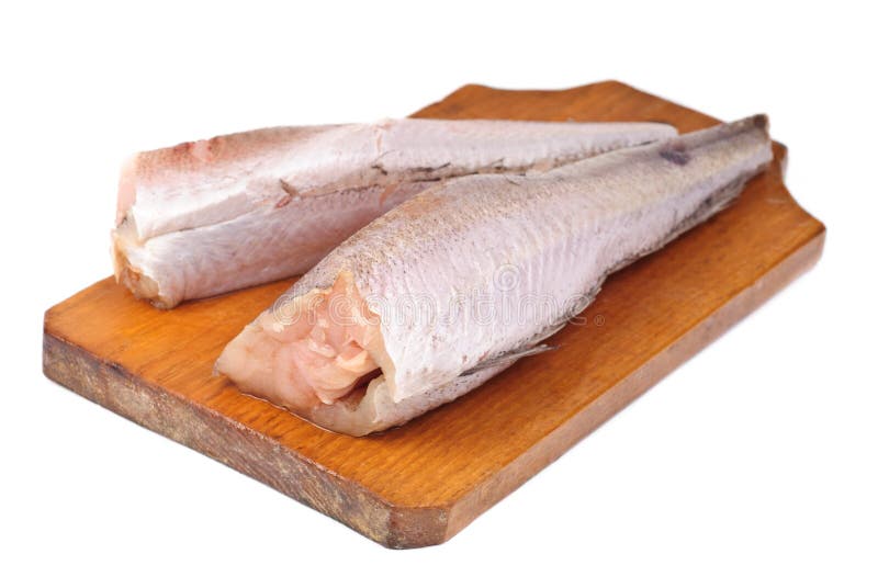 Frozen fish hake stock photo