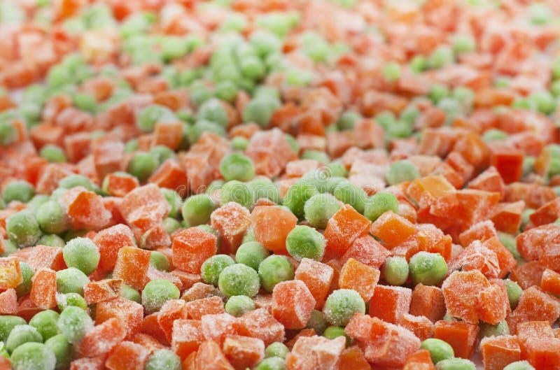 Frozen food carrots and peas