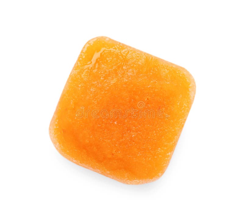 Frozen Fruit Puree Cube Isolated on White, Top View Stock Photo Image