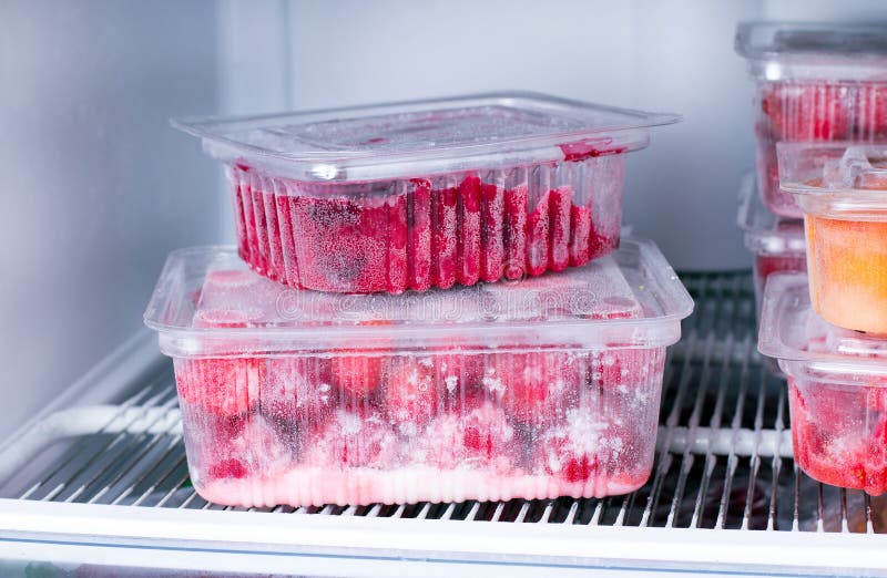 Deep Freezer Packages Containers Frozen Fruits Stock Photo 1228387129