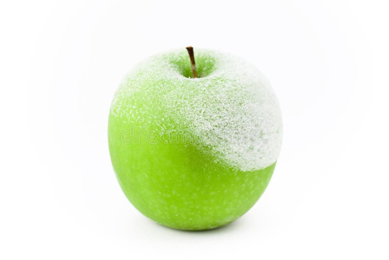 Fresh green apple concept with frozen granny smith