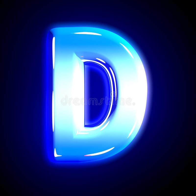 Frozen Ice Letter D of Glowing Festive Blue Glossy Alphabet Isolated on ...