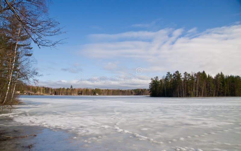 Frozen lake landscape