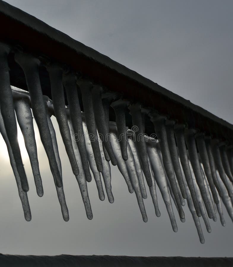 Frozen Metal Staircase Covered with Snow and Ice Stock Photo Image of