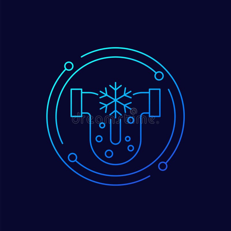 Frozen pipe icon, linear design stock illustration