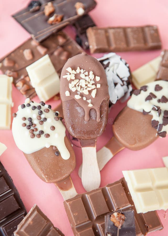 Frozen Popsicles with Chocolate Stock Image Image of chocolate, sugar