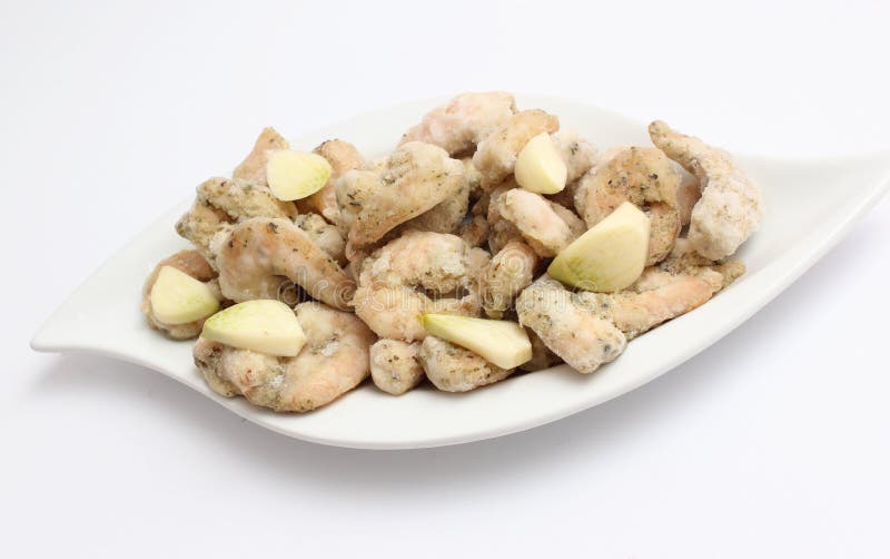 Frozen prawns with garlic stock image. Image of lunch 42139799