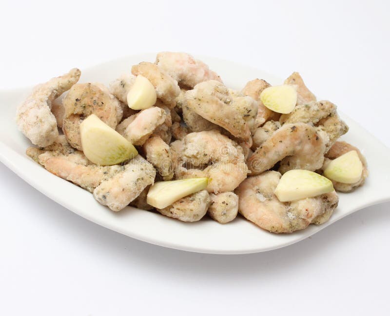 Frozen prawns with garlic stock photo. Image of prawns 42139804