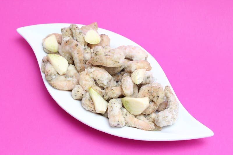 Frozen prawns with garlic stock photo. Image of dinner 42139814