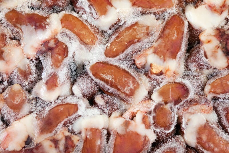 Frozen raw chicken hearts stock photo. Image of closeup 17132808