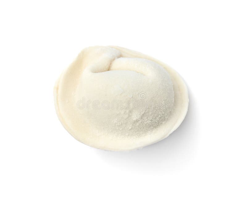 Frozen Raw Dumpling on White Background. Stock Photo Image of ravioli