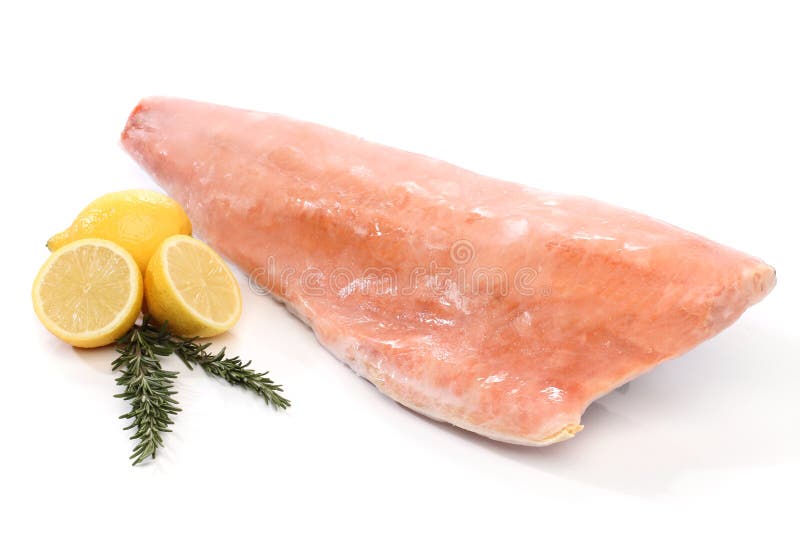 Frozen salmon fish fillet isolated