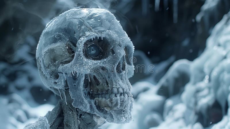 Frozen Skeleton in Icy Cave Glowing Under Winter Moonlight Stock PH๏τo -  Image of remains, ancient: 320074808