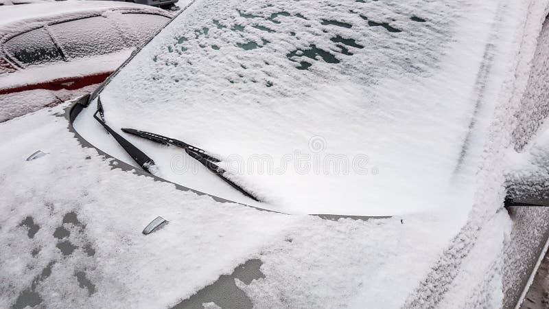 frozen snowy car window stock image frozen snowy car window stock image