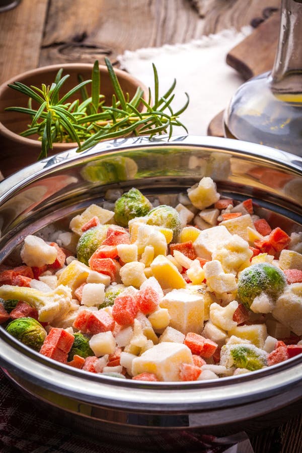 Bowl Of Colorful Frozen Vegetables Stock Image Image of frosted