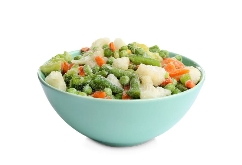Frozen Vegetables in Bowl Isolated Stock Photo Image of garnish