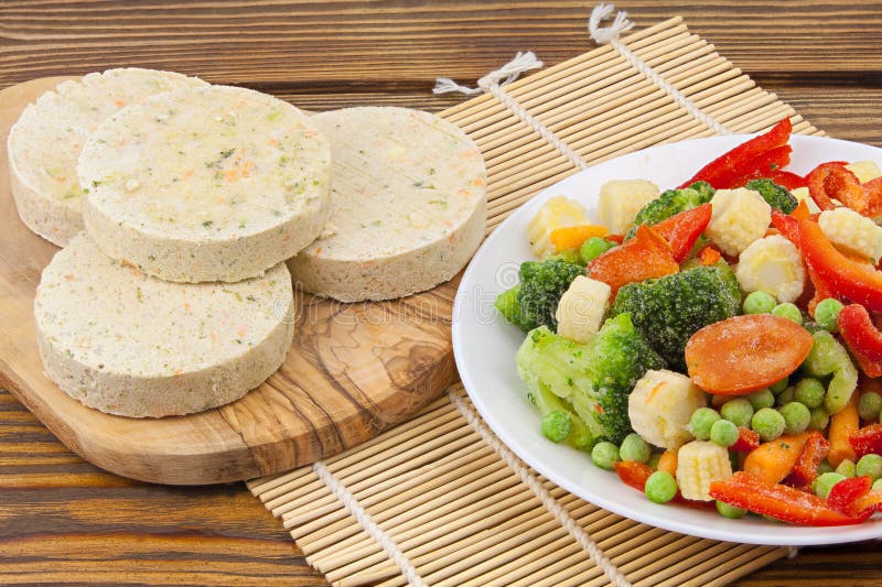 Frozen Vegetables Gorse or Tomatoes Corn Peas Bell Peppers Carrots on Plate Stock Image Image