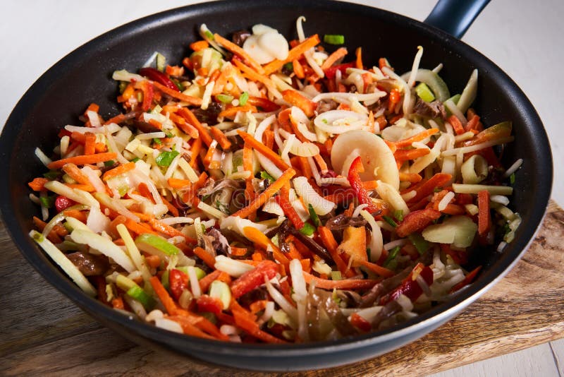 Frozen Veggies in the Wok for Stir Fry Stock Photo - Image of kitchen