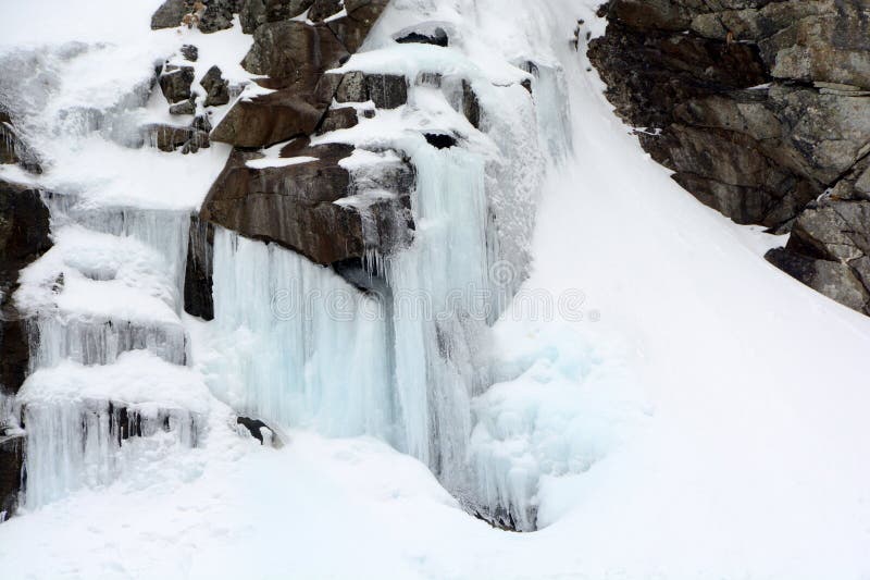 Frozen waterfall in High Tatras