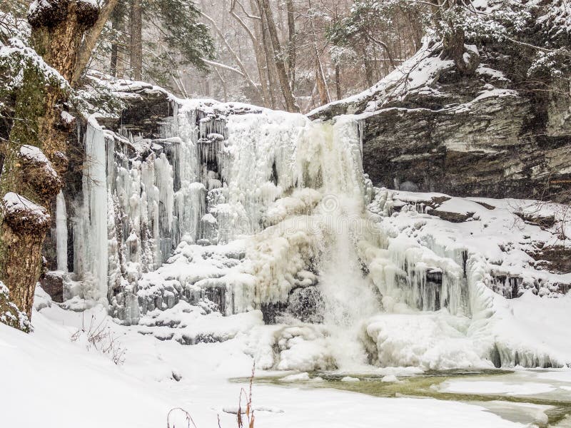 Frozen waterfall in Ricketts Glen Park