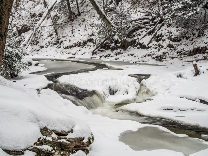 Frozen waterfall in Ricketts Glen Park