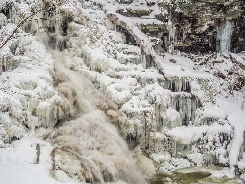 Frozen waterfall in Ricketts Glen Park