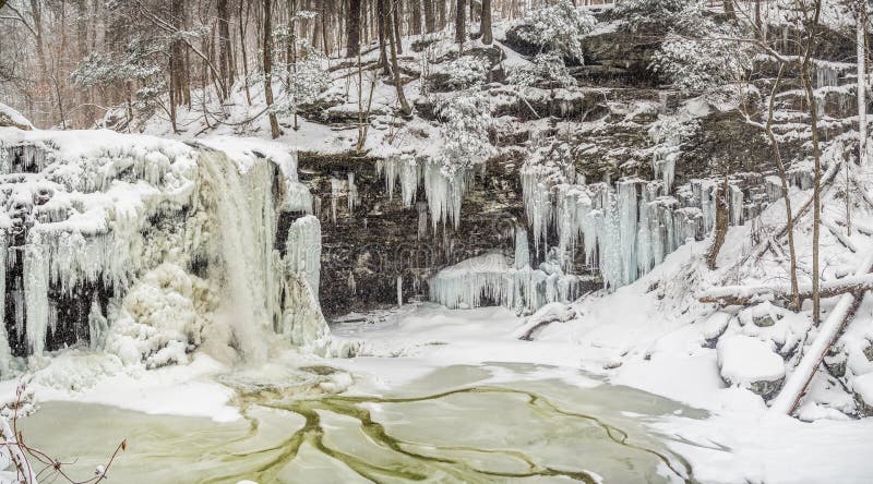 Frozen waterfall in Ricketts Glen Park