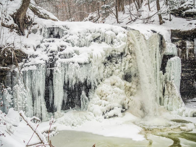 Frozen waterfall in Ricketts Glen Park