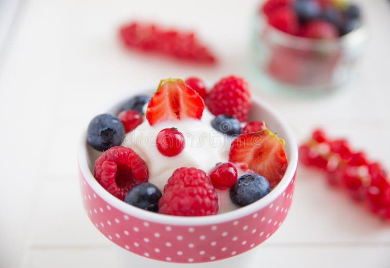 Frozen Yogurt with Fresh Berries Stock Photo Image of blueberry