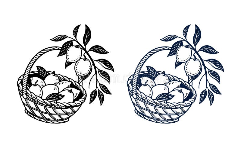 Fruchtkorb mit einfarbigen Lemons-Vector-Illustration vektor abbildung