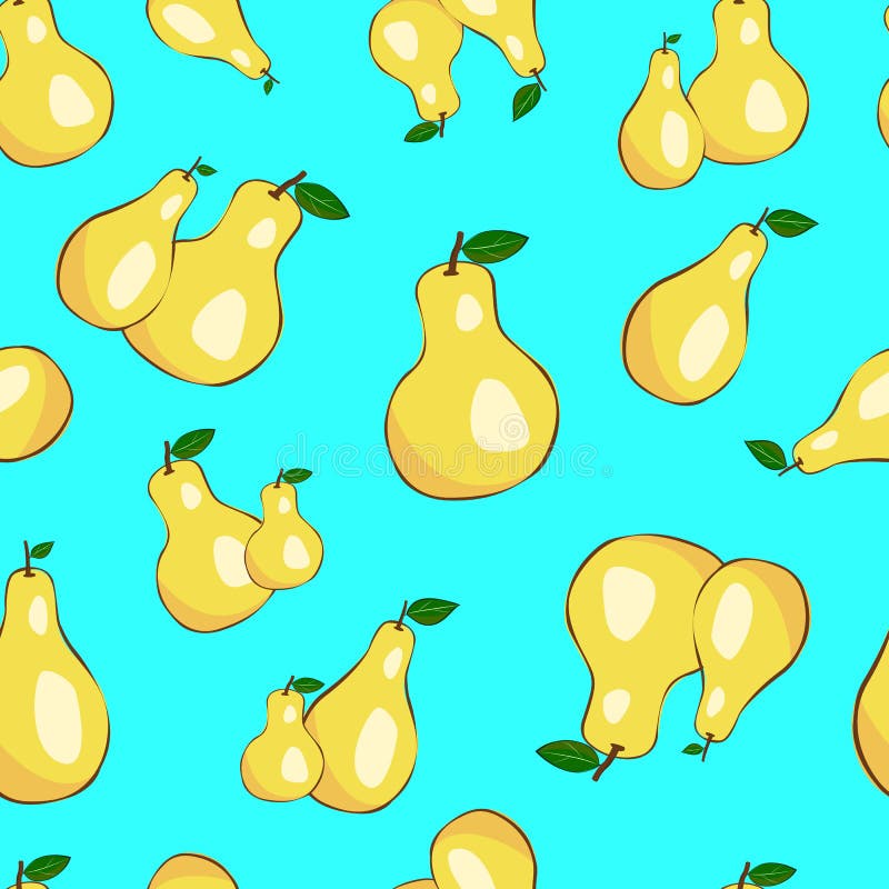 Fructe coapte de pere pe fond albastru fără sudură stock illustration