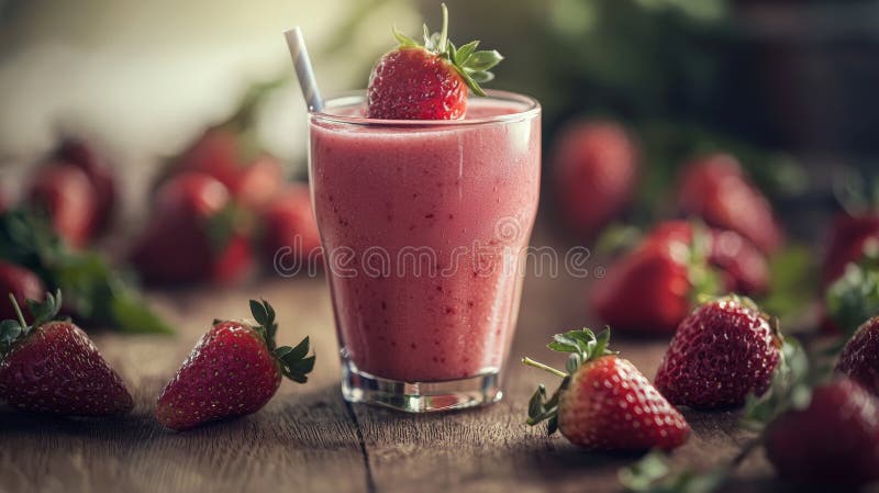 Fructe de Strawberry Smoothie cu căpșuni proaspete stock photography