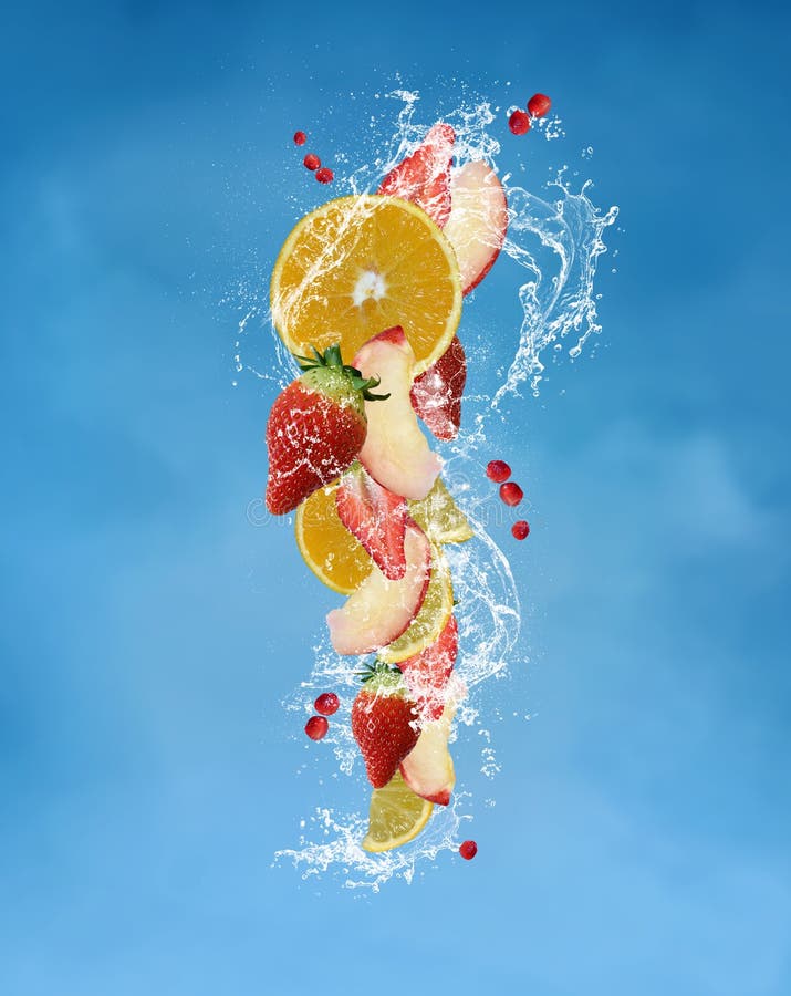 Fructe proaspete cu stropi de apă royalty free illustration
