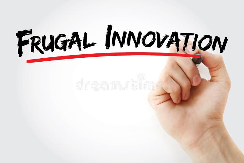 Frugal Innovation text with marker royalty free stock photo