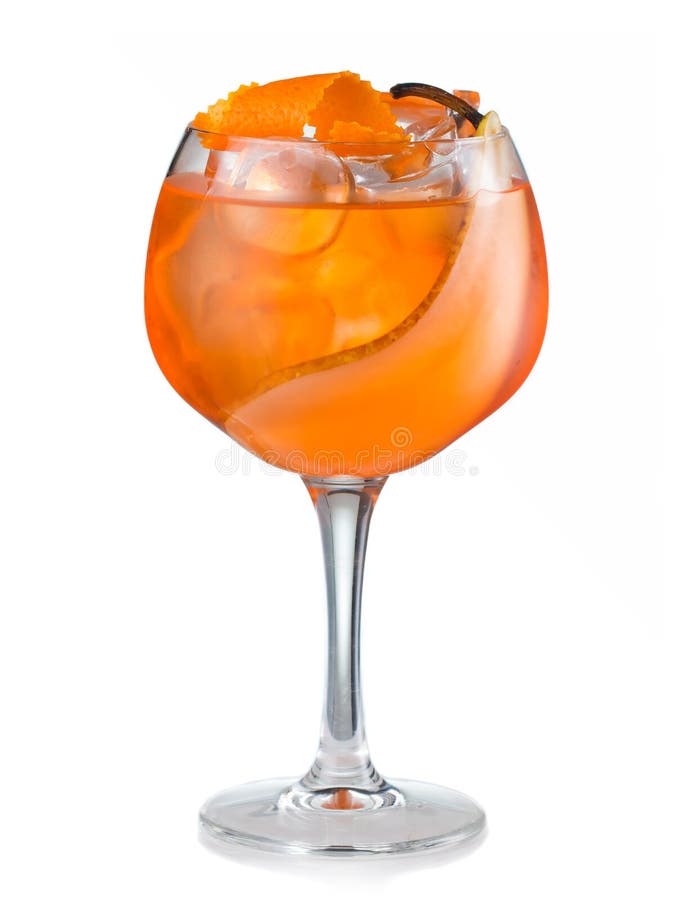 Fruit Alcohol Cocktail with Pear and Orange Slice Isolated Stock Image
